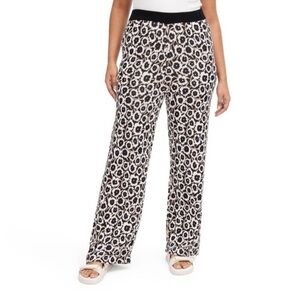 Diane Von Furstenberg Leopard Floral Poopy Flare Wide Leg Sweaterknit Pants Nwt